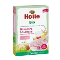 Kaszki dla dzieci - HOLLE BIO Kaszka Ryżowa z Pełnym Mlekiem Kozim Malina Banan, 200g - miniaturka - grafika 1