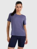 Koszulki sportowe damskie - 4F Koszulka treningowa regular szybkoschnąca damska - granatowa L - miniaturka - grafika 1