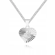 Biżuteria dla dzieci - ! 925 SREBRNY ŁAŃCUSZEK 40cm SERCE DEDYKACJA P3Z50 - miniaturka - grafika 1