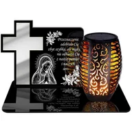 Lampiony i znicze - ZNICZ SOLARNY LED WIECZNY PODSTAWKA NA CMENTARZ GRÓB Krzyż EFEKT PŁOMIENIA - miniaturka - grafika 1