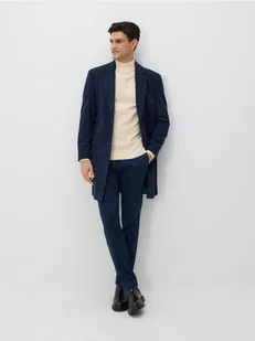 Reserved - Długi płaszcz w kratę - granatowy - Moda i Uroda OUTLET - miniaturka - grafika 1