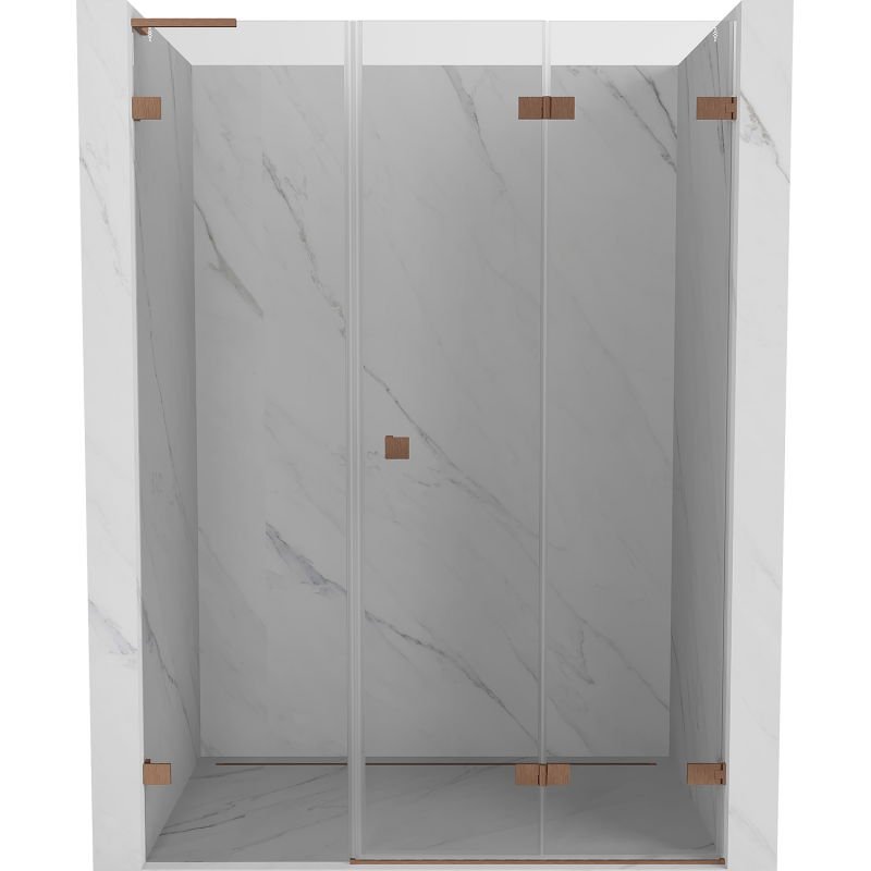Mexen Lunar-F L drzwi prysznicowe składane prawe 135 cm, transparent, miedź szczotkowana - 836SL-135-050-65-00-P