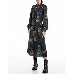 Replay Damska sukienka maxi, 010 Dark Brown/Multicolor, S - Sukienki - miniaturka - grafika 1