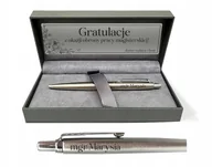 Długopisy - Długopis Parker Jotter Steel Ct+grawer+etui+tabliczka Z Dedykacją Prezent - miniaturka - grafika 1