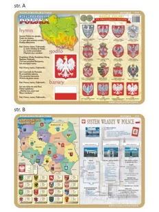 Nieprzypisany Podkładka edukacyjna Polskie godło barwy hymn admin mapa Polski sys władzy w Polsce VISU001 - Podkładki na biurko - miniaturka - grafika 1