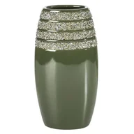Wazony i flakony - Wazon GLOW 18,5X12,2X35 oliwkowy + srebrny - miniaturka - grafika 1