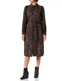 Sukienki - VERO MODA Damska sukienka koszulowa VMKITTIE MDOT LS Calf Shirt Dress WVN, Porpoise/Aop: kittie, S - grafika 1