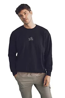Swetry męskie - DeFacto Sweter z długim rękawem męski - okrągły dekolt bluza męska (czarny, XL), czarny, XL - grafika 1