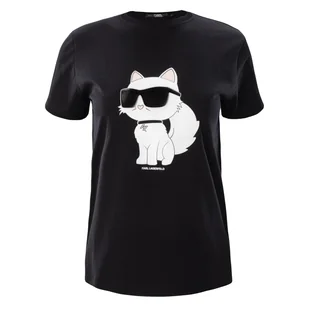Damska Koszulka z krótkim rękawem KARL LAGERFELD IKONIK 2.0 CHOUPETTE T-SHIRT 230W1703-999 – Czarny - Koszulki i topy damskie - miniaturka - grafika 1