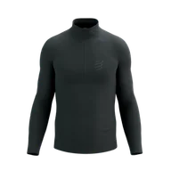 Koszulki sportowe męskie - COMPRESSPORT koszulka termoaktywna  3D THERMO HALF ZIP LS TOP black - miniaturka - grafika 1