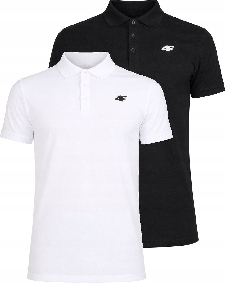 Dwupak męskich polo 4F M0770 biały + czarny r. M