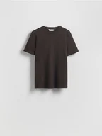 Koszulki i topy damskie - Reserved - T-shirt z merceryzowanej bawełny - brązowy - miniaturka - grafika 1