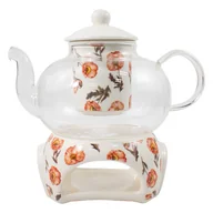 Dzbanki i imbryki - Duo Gift Szklany dzbanek 1000 ml z podgrzewaczem WILD POPPIES DUG_3143 - miniaturka - grafika 1
