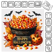 Pasmanteria - Naprasowanka Halloween Duch Dynia Pomysł 16 do 20cm - miniaturka - grafika 1