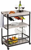 Ławy i stoliki kawowe - WENKO Wózek kuchenny RUSTICO, trójpoziomowy regał na kółkach z uchwytami na butelki i kieliszki - 80 x 89,5 x 40 cm - miniaturka - grafika 1