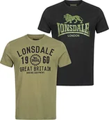 Koszulki męskie - Lonsdale Męski T-shirt Bangor Double Pack Black/Olive 5XL 114064 - miniaturka - grafika 1