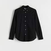 Koszule męskie - Reserved - Koszula regular z bawełny - Czarny - miniaturka - grafika 1