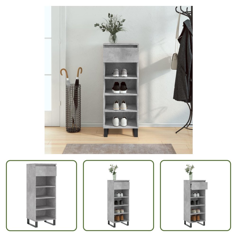 The Living Store Szafka na buty betonowa szara 40x36x105 cm materiał drewnopochodny