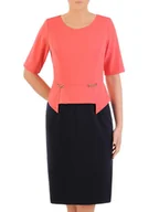 Sukienki - Dwukolorowa sukienka damska z wyszczuplającą baskinką 32332 - ModBiS - miniaturka - grafika 1