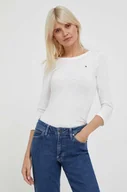 Bluzki damskie - Tommy Hilfiger longsleeve bawełniany kolor beżowy - miniaturka - grafika 1
