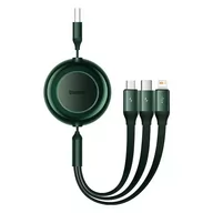 Kable USB - Kabel USB 3w1 Baseus Bright Mirror 2, micro USB / Lightning / USB-C, płaski, 3.5A, 1.1m (zielony) - miniaturka - grafika 1