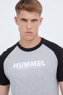 Koszulki męskie - Hummel t-shirt męski kolor szary z nadrukiem - grafika 1