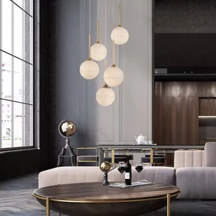 MLAMP Loftowa LAMPA wisząca 139960614 MLAMP szklana OPRAWA kaskada ZWIS okrągły modernistyczny biały złoty 139960614 - Lampy sufitowe - miniaturka - grafika 1