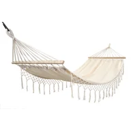 Hamaki - Hamak Miami z frędzlami 200 x 100 cm szary/kremowy - miniaturka - grafika 1