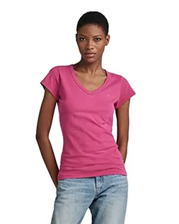 Koszulki i topy damskie - G-STAR RAW Damska koszulka Eyben Stripe Slim V-Neck Top, różowy (Fukssia Red Gd B059-d827), XXS - grafika 1
