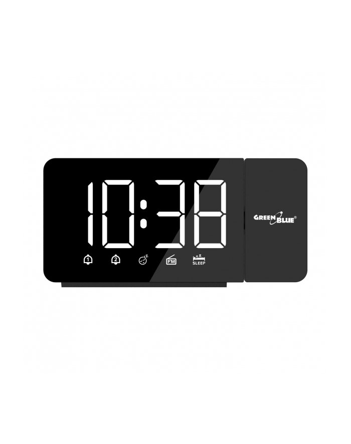 GreenBlue Radiobudzik cyfrowy LED zasilanie USB 5V DC + CR2032, GB172