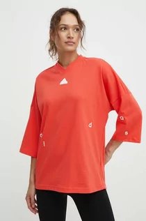 Koszulki sportowe damskie - adidas t-shirt damski kolor pomarańczowy - grafika 1