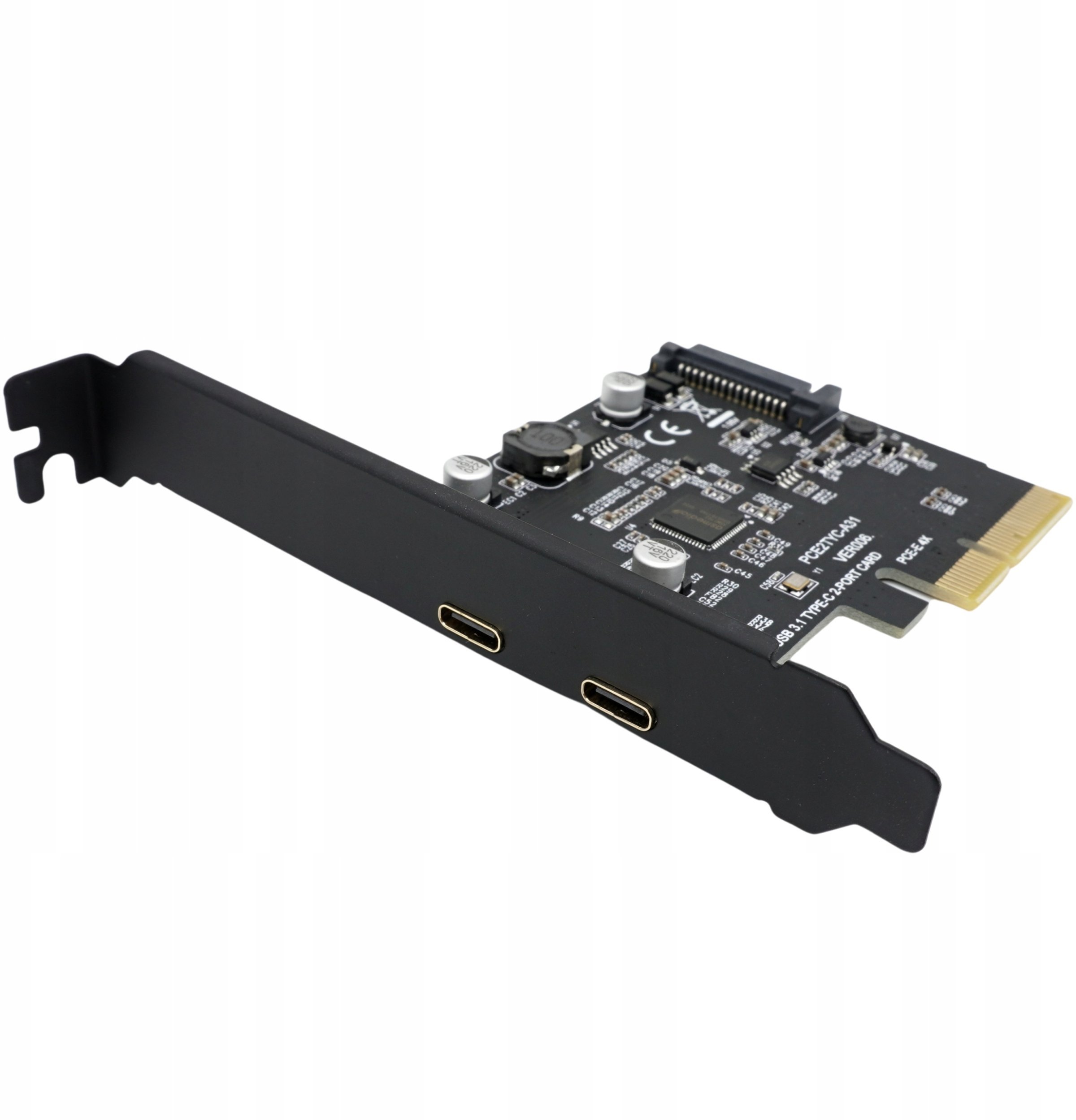 Kontroler TECKIN Karta adapter do komputera PCI PCIe 2X na USB C 3.1 Gen2 10Gbps 2-portowa