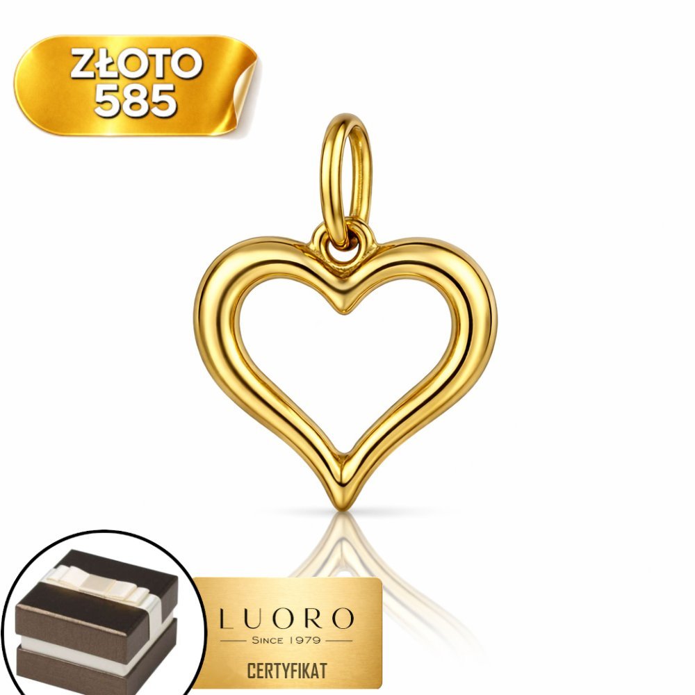 ZAWIESZKA ZŁOTA 585 14K KONTUR SERCA 18,3 MM ELEGANCKA DELIKATNA