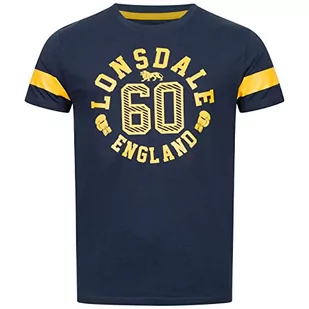 Lonsdale Męski T-shirt Askerswell, granatowy/żółty, S - Koszulki męskie - miniaturka - grafika 1