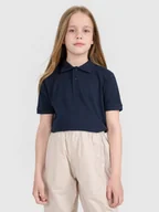 Koszulki dla dziewczynek - 4F Koszulka polo dziecięca - granatowa 164 (13-14 lat) - miniaturka - grafika 1