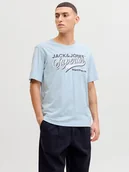 Koszulki męskie - Jack & Jones Koszulka "Logo" w kolorze błękitnym - miniaturka - grafika 1