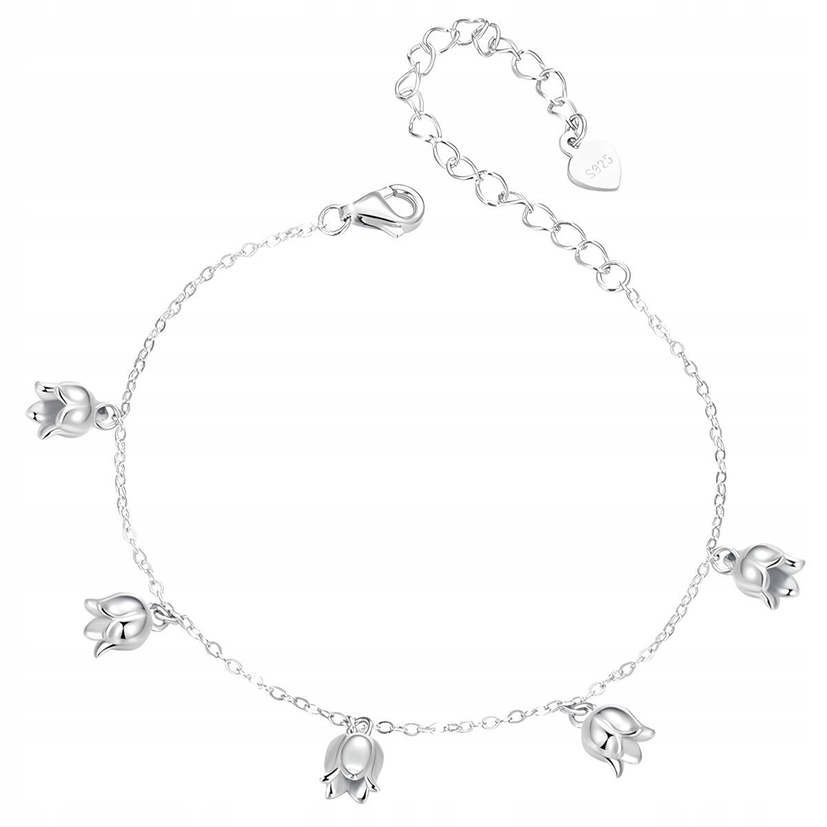 Bransoletka Srebrna Bransoletka Damska Kwiatki Dzwonki Srebro 925 Trusky