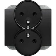 Gniazdka elektryczne - Gniazdo Onyx podwójne z uziemieniem czarny mat - miniaturka - grafika 1