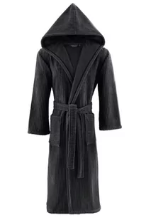 Unisex szlafrok STRIPE z kapturem Antracyt S - Szlafroki męskie - miniaturka - grafika 1