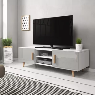 Szafka rtv DELIA kolor biały styl nowoczesny hakano - TVCABINET/VIV/DELIA/WHITE+GREY/140X50 - Szafki RTV - miniaturka - grafika 1