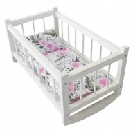 Pościel dla dzieci - Drewniana Kołyska Łóżeczko Dla Lalek Białe Pościel Garden Pokój - miniaturka - grafika 1