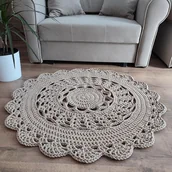 Dywany - Dywan ze sznurka bawełnianego szydełkowy 90cm - miniaturka - grafika 1