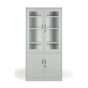 B2B Partner Metalowa szafa ze szklanymi drzwiami, demontowana, 900 x 1850 x 400 mm 908024 - Szafy biurowe - miniaturka - grafika 1