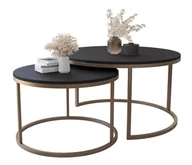 Ławy i stoliki kawowe - Zestaw Stolików Mju 80X60 Złoty / Czarny Mat - miniaturka - grafika 1