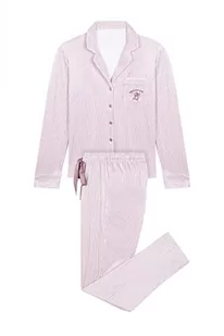 Women'secret Damska koszula z długim rękawem piżama i proste aksamitne spodnie z nadrukiem klasyczna piżama w niebieskie paski, pomarańczowa, XS, pomarańczowy, XS - Koszule damskie - miniaturka - grafika 1