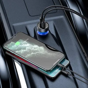 Baseus ładowarka samochodowa USB / USB Typ C 65 W 5 A SCP Quick Charge 4.0+ Power Delivery 3.0 ekran LCD + kabel USB Typ C - USB Typ C szary (TZCCKX-0G) - Ładowarki samochodowe - miniaturka - grafika 8
