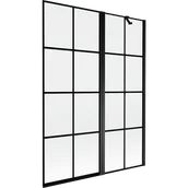 Parawany nawannowe - Mexen Mist parawan nawannowy 2-skrzydłowy prawy 130 x 150 cm, czarna kratka, czarny - 8A9-130-011-70-77-P - miniaturka - grafika 1