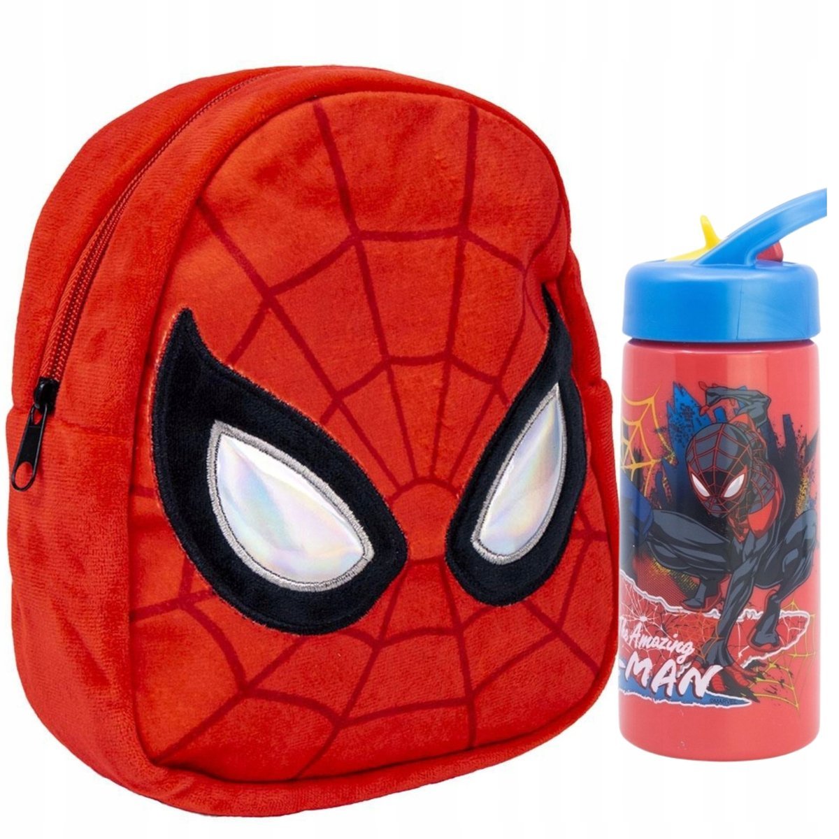 BIDON 410ml + SPIDERMAN MAŁY PLUSZOWY PLECAK do przedszkola MASKOTKA 22cm
