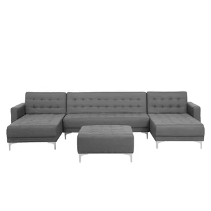 Beliani Sofa rozkładana podkowa tapicerowana jasnoszara z otomaną ABERDEEN - Sofy i kanapy - miniaturka - grafika 1