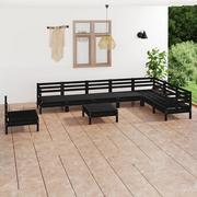 Meble ogrodowe - 9-cz. zestaw wypoczynkowy do ogrodu, drewno sosnowe, czarny  Lumarko - miniaturka - grafika 1